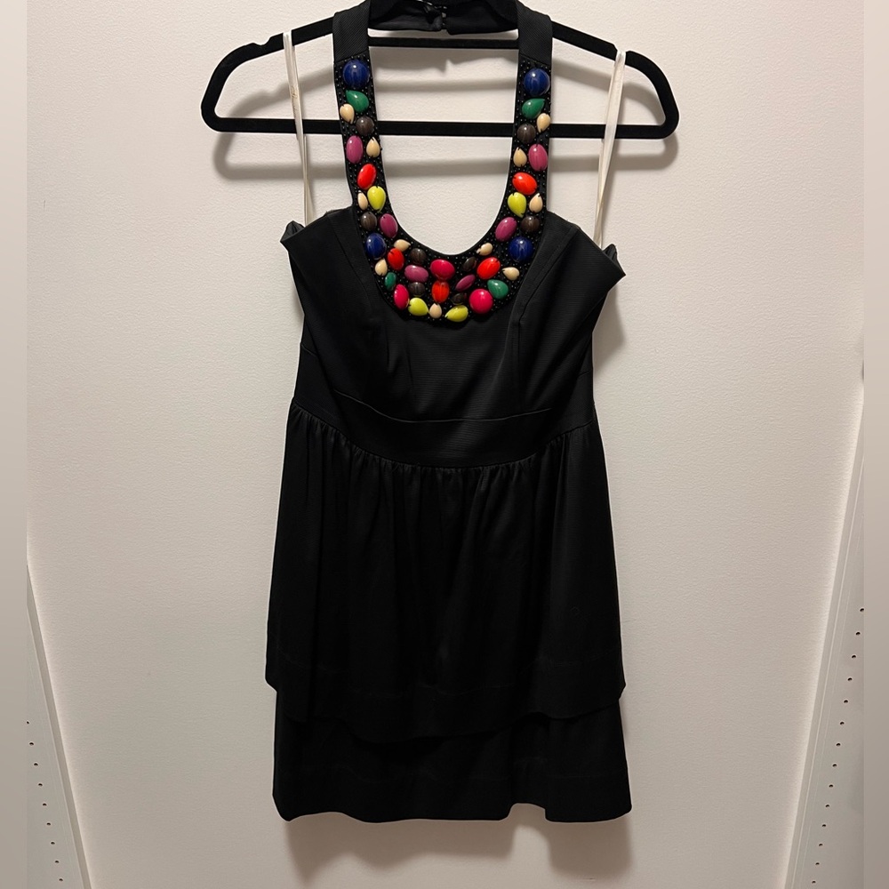 Beaded neck halter dress